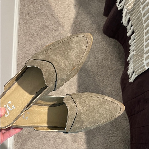 Journee Collection Shoes - NEW Taupe Slide on Suede Loafers (Journee Collection)